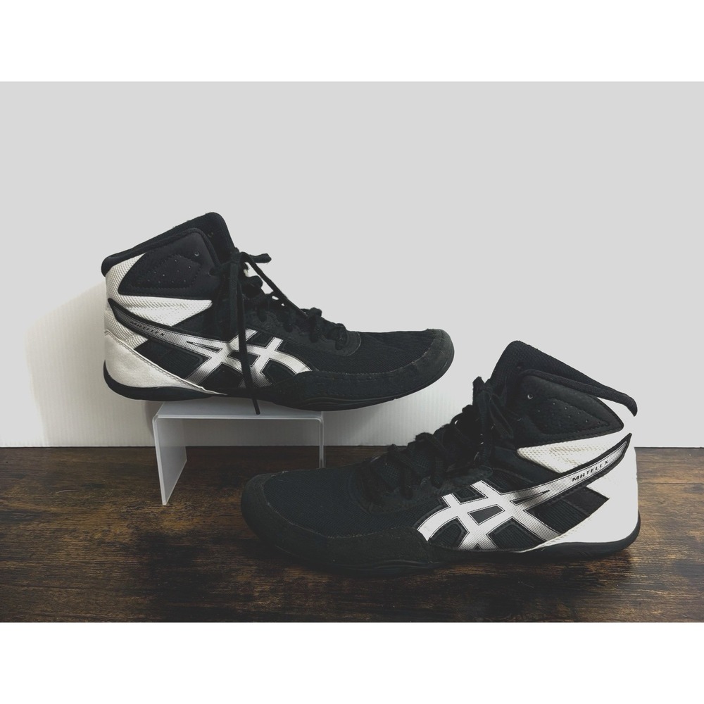 Asics Matflex 6 Wrestling Shoes Mens Sz 9 Black Silver High Top Lace Up